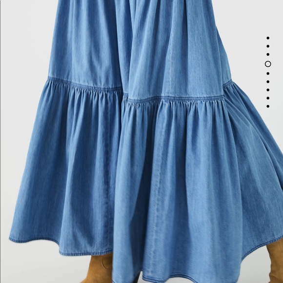 Zara denim ruffled skirt maxi Bloggers favorite - Picture 3 of 7